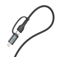 3mk Hyper Cable N-SERIES 2 in 2 USB-A / USB-C and USB-C / Lightning 1.2m QC 3.0 9V / 2A 60W - black