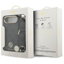 „Guess 4G“ „Strass“ logotipas ir dideli metaliniai dirželio mygtukai su „MagSafe“ dėklu, skirtas „iPhone Air“ – juodas