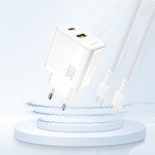 Dudao A27TEU PD 30W GaN USB-A USB-C Wall Charger - White