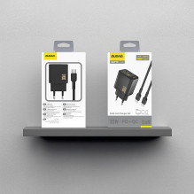 „Dudao A27TCEU PD“ 30 W GaN USB-A USB-C sieninis įkroviklis su USB-C laidu – juodas