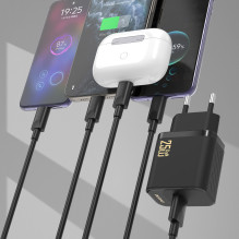 Dudao A27STEU 25W GaN USB-A Wall Charger with USB-A - USB-C Cable - White