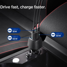 Spigen Essential EV1133 3-port car charger - black