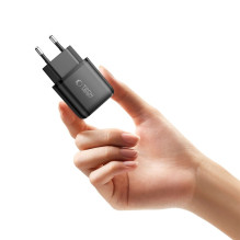 „Tech-Protect NCA45W-GAN“ 2 prievadų 45 W sieninis įkroviklis su USB-C laidu – juodas