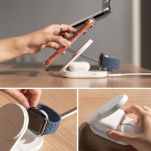 „Ringke QI2.2 25W 3in1“ magnetinis „MagSafe“ indukcinis įkroviklis – baltas