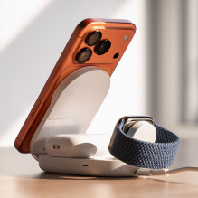 „Ringke QI2.2 25W 3in1“ magnetinis „MagSafe“ indukcinis įkroviklis – baltas