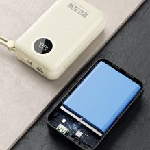 Dudao K14+ Powerbank 20000mAh 22.5W USB-C / USB-A / Built-in Lightning and USB-C Cables - White