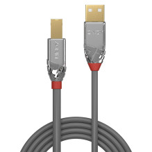 USB Laidas - LINDY Cromo Line USB 2.0 Type A į B Laidas, M / M, 480Mbps, 2 m, Pilkas