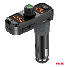 Automobilinis FM siųstuvas 2×USB-A 1×USB-C microSD 12V 24V AMIO-04653