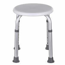 Bathroom Furniture - Round Aluminum Shower Bench, Adjustable Height, 110 kg, White / Grey