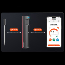 „Meatmeet Pro“ išmanusis virtuvės termometras su „Bluetooth“ programėle, kepsnine, orkaite, rūkykla – juodas