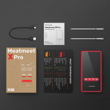 „Meatmeet X Pro“ virtuvės termometras su „Bluetooth“ / „WiFi“ programėle kepsninei, orkaitei, rūkyklai – juodas