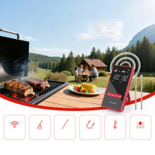 Meatmeet X Pro Kitchen Thermometer with Bluetooth / WiFi App for Grill, Oven, Smoker - Black