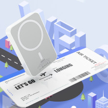 „Dudao K26“ išorinė baterija, 10000mAh, 20W, USB-A / USB-C / MagSafe, balta