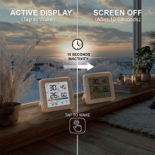 GreenBlue wireless weather station, temperature + humidity IN / OUT, clock + alarm + date, °C / °F selectable, range up 