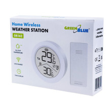 GreenBlue wireless weather station, IN / OUT temperature, clock, °C / °F selectable, range up to 60 m, GB162