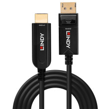 HDMI Cable - LINDY Fiber Optic DisplayPort 1.2 to HDMI 18G Cable, 40 m, Black