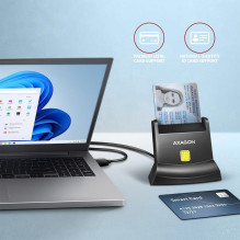 KORTELIŲ SKAITYTUVO STOVAS IŠMANIOSIOS KORTELĖS / ID / USB2.0 1.3M CRE-SM4N AXAGON