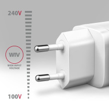 MOBILIOJO ĮKROVIKLIS SIENINIS USB 30W / 2 PRIEVADŲ BALTAS ACU-PQ30W AXAGON