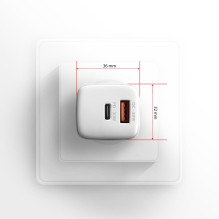 MOBILIOJO ĮKROVIKLIS SIENINIS USB 30W / 2 PRIEVADŲ BALTAS ACU-PQ30W AXAGON