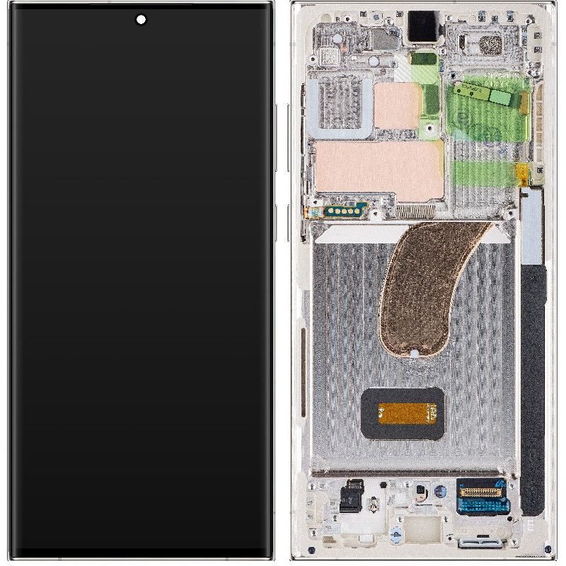 LCD screen Samsung S918 S23 Ultra 5G with touch screen and frame Cream original (service pack)