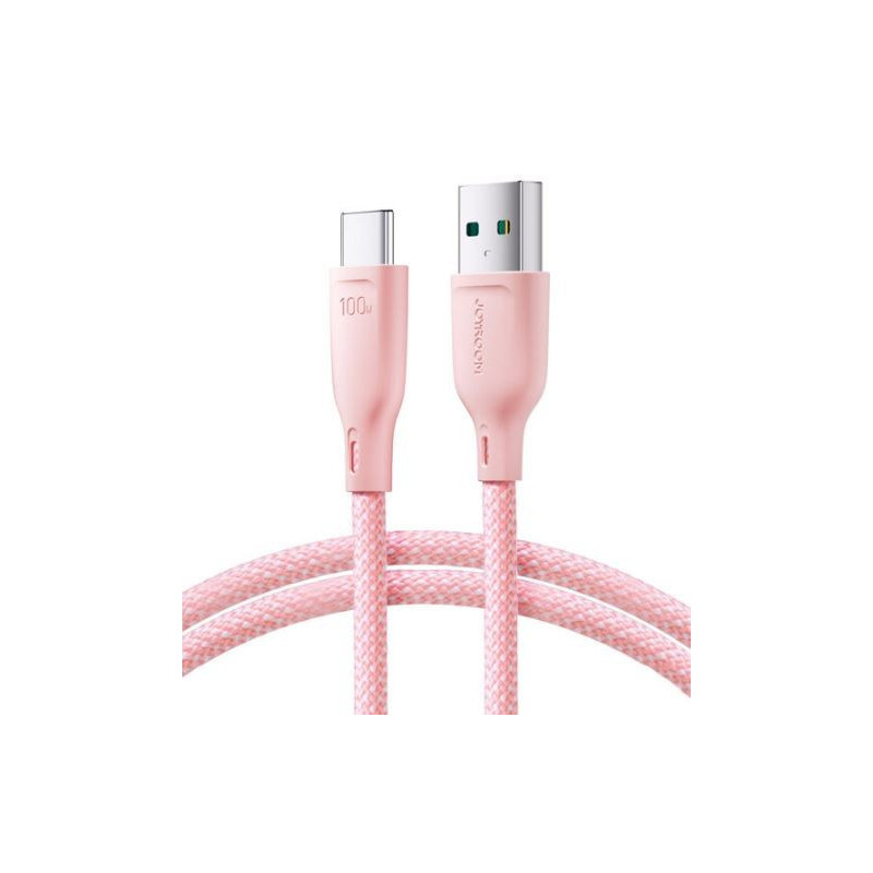 USB kabelis JOYROOM (S-A34) type-C (100W 3A) 1m rožinis