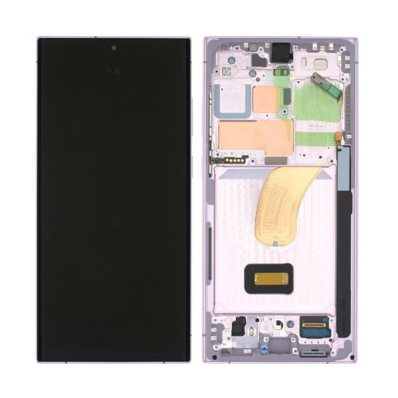 LCD screen Samsung S918 S23 Ultra 5G with touch screen and frame Lavender original (assembled service pack)
