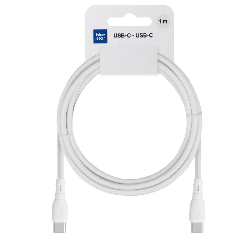 USB kabelis Blue Star (PJ73) "USB-C (Type-C) to USB-C (Type-C)" (60W) 1m baltas