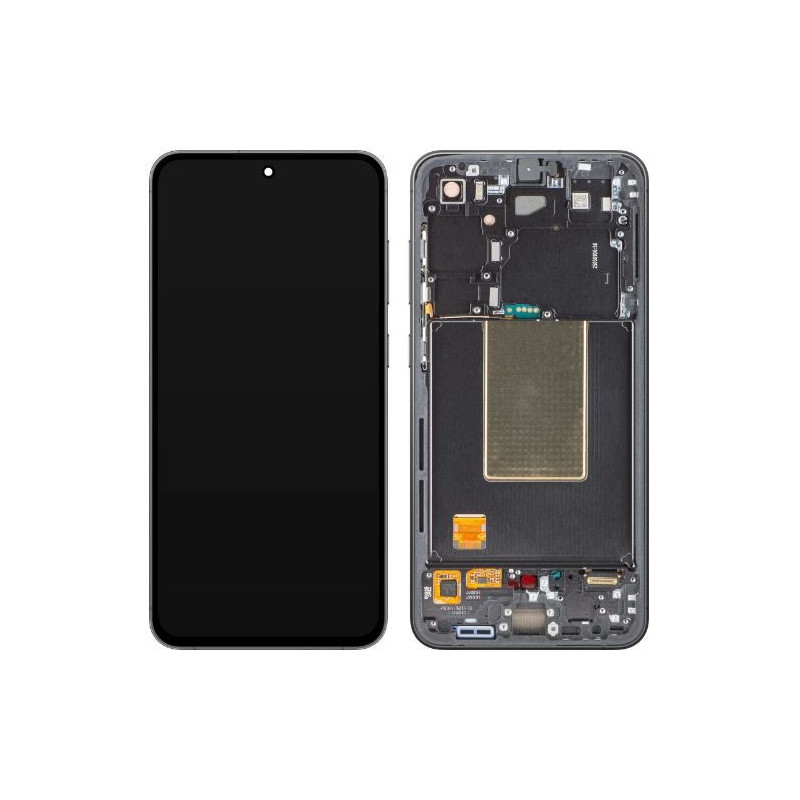 Ekranas Samsung S721 S24 FE 5G su lietimui jautriu stikliuku ir rėmeliu ir baterija Graphite originalus (assembled servi