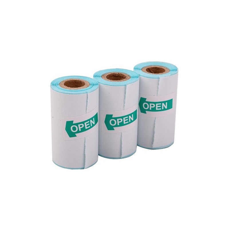 Adhesive Paper for Thermal Printer, D30mm X 52mm, 3 Rolls