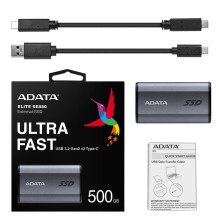 External SSD, ADATA, SE880, 500GB, USB-C, Write speed 2000 MBytes / sec, Read speed 2000 MBytes / sec, AELI-SE880-500GCG