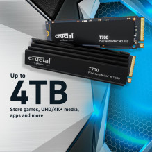 SSD, CRUCIAL, T700, 4TB, M.2, PCIe Gen5, NVMe, TLC, Write speed 11800 MBytes / sec, Read speed 12400 MBytes / sec, TBW 2 SSD, CRUCIAL, T700, 4TB, M.2, PCIe Gen5, NVMe, TLC, Write speed 11800 MBytes / sec, Read speed 12400 MBytes / sec, TBW 2