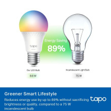 Išmanioji lemputė, TP-LINK, energijos sąnaudos 8,6 vatai, šviesos srautas 1055 liumenų, 6500 K, 240 V, spindulio kampas Išmanioji lemputė, TP-LINK, energijos sąnaudos 8,6 vatai, šviesos srautas 1055 liumenų, 6500 K, 240 V, spindulio kampas