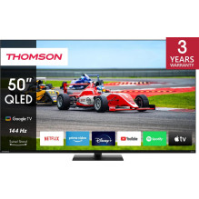 TV Set, THOMSON, 50", 4K / Smart, QLED, 3840x2160, Wireless LAN, Bluetooth, Google TV, Black, 50QG7C14