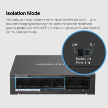 Switch, MERCUSYS, Desktop / pedestal, 6x10Base-T / 100Base-TX, PoE+ ports 4, MS106LP