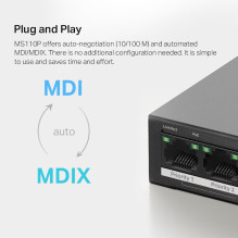 Switch, MERCUSYS, Desktop / pedestal, 10x10Base-T / 100Base-TX, PoE+ ports 8, MS110P