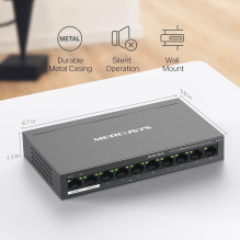 Switch, MERCUSYS, Desktop / pedestal, 10x10Base-T / 100Base-TX, PoE+ ports 8, MS110P