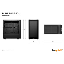 Dėklas, BE QUIET, PURE BASE 501, MidiTower, neįtraukta, ATX, MicroATX, MiniITX, juoda spalva, BGW74