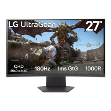 LCD monitorius, LG, 27GS60QC-B, 27 colių, žaidimų / išlenktas, skydelis VA, 2560x1440, 16:9, 180 Hz, matinis, 1 ms, pakr