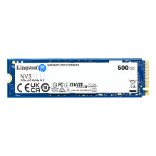 SSD, KINGSTON, NV3, 500 GB, M.2, PCIE, NVMe, 3D NAND, Rašymo greitis 3000 MB/s, Skaitymo greitis 5000 MB/s, TBW 160 TB, 