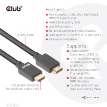 CABLE HDMI TO HDMI 5M / M / M CAC-1375 CLUB3D