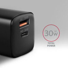 MOBILE CHARGER WALL USB 30W / 2PORT BLACK ACU-PQ30 AXAGON