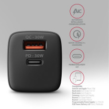 MOBILE CHARGER WALL USB 30W / 2PORT BLACK ACU-PQ30 AXAGON