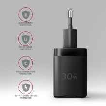 MOBILE CHARGER WALL USB 30W / 2PORT BLACK ACU-PQ30 AXAGON