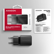 MOBILE CHARGER WALL USB 30W / 2PORT BLACK ACU-PQ30 AXAGON