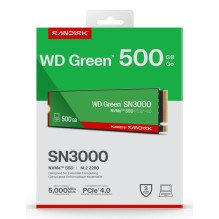 SSD, SANDISK, 150xTBW rating, MTBF 1.75 h, NVMe Yes, PCI Express 4.0, M.2, 500 GB, POWERED BY SANDISK, Green, WDS500G4G0