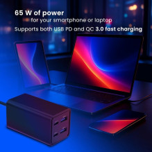 CHARGER USB UNIVERSAL 4P 65W / TA-UC-2A2C-PD65-01-BK GEMBIRD