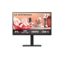 LCD Monitor, LG, 27BA75QB-B, 27", Panel IPS, 2560x1440, 16:9, 100Hz, Matte, Speakers, Swivel, Pivot, Height adjusta