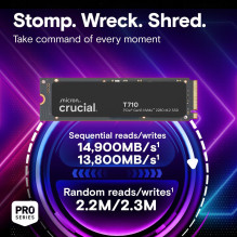 SSD, CRUCIAL, T710, 4TB, M.2, PCIe Gen5, NVMe, Write speed 13800 MBytes / sec, Read speed 14500 MBytes / sec, TBW 2400 T SSD, CRUCIAL, T710, 4TB, M.2, PCIe Gen5, NVMe, Write speed 13800 MBytes / sec, Read speed 14500 MBytes / sec, TBW 2400 T