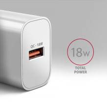 MOBILIOJO ĮKROVIMO SIENINĖ USB 18W / 1PORT WHITE ACU-QC18W AXAGON