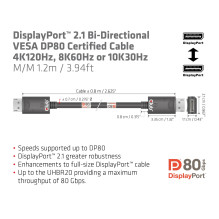 CABLE DP TO DP 1.2M / M / M CAC-1091 CLUB3D CABLE DP TO DP 1.2M / M / M CAC-1091 CLUB3D